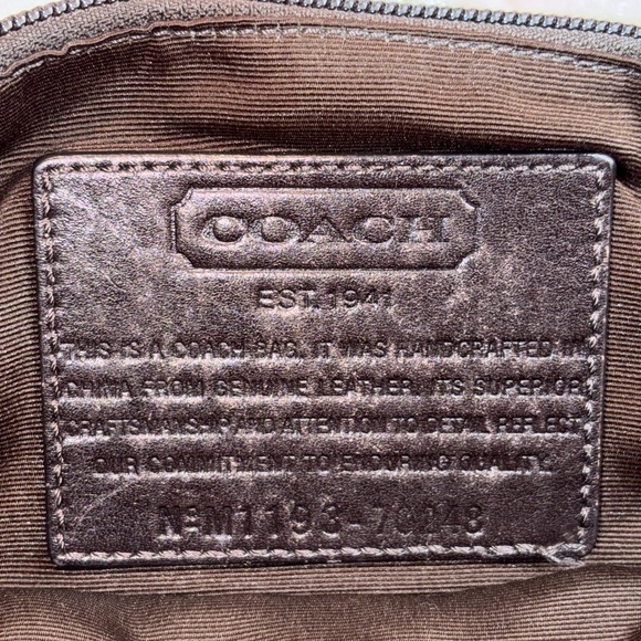 Authentic Vintage Coach Op Art Embossed Leather Messenger Bag Dark Brown - Picture 2 of 5